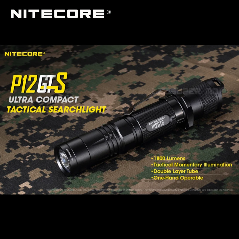 Ультракомпактный Тактический прожектор Nitecore P12GTS CREE XHP35 HD светодиодный фонарик 1800