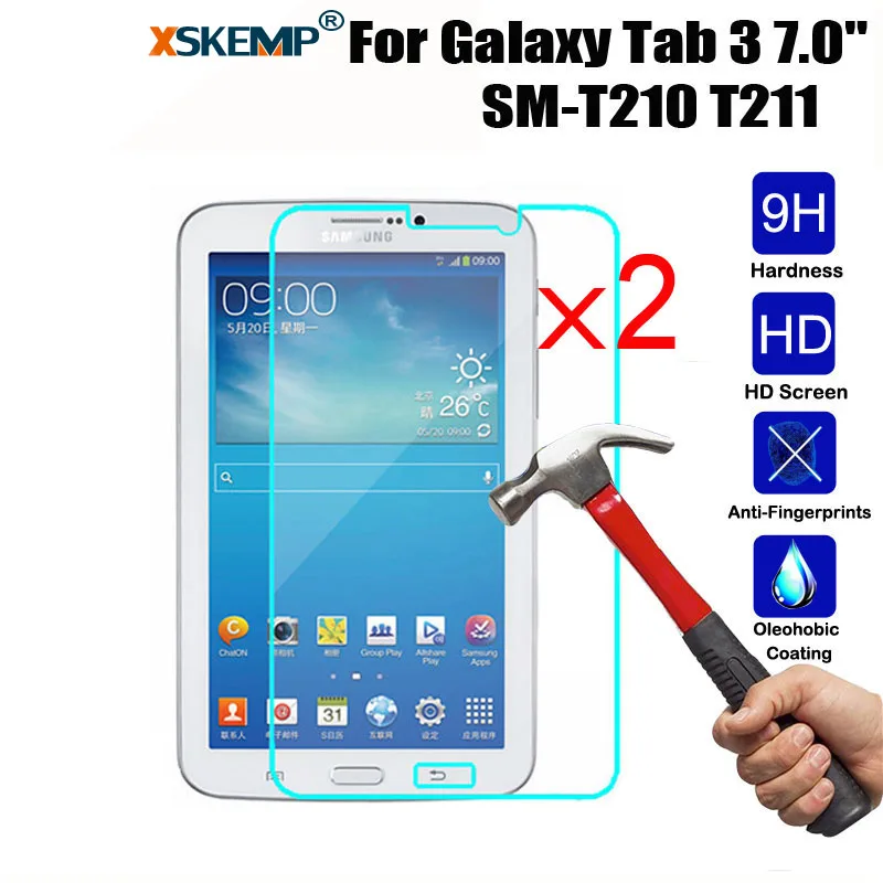 XSKEMP 2 шт./лот протектор экрана из закаленного стекла для Samsung Galaxy Tab 3 7 0 T210 T211