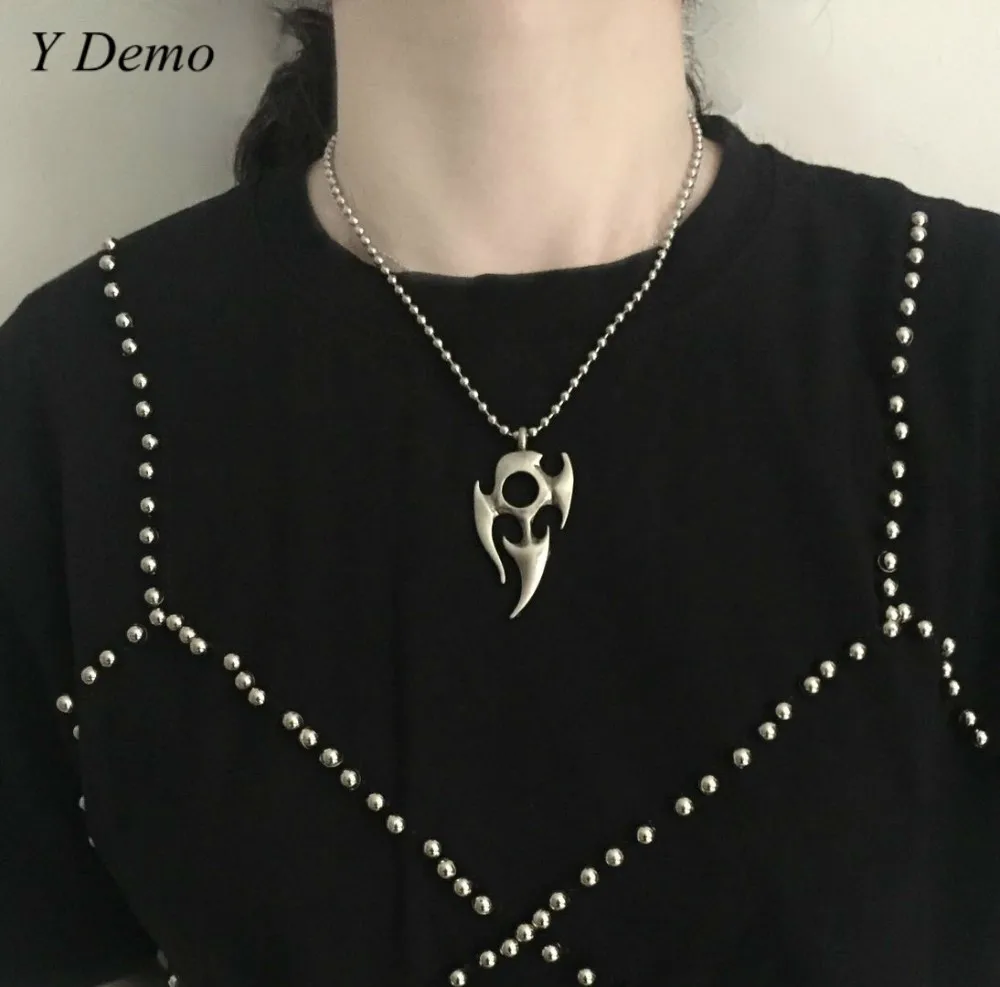 

Harajuku Punk Geometric Chain Necklace Couple Beads Pendant Necklace Accessory