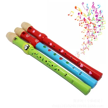 

1PC Wooden Kids Toys Baby Musical Instruments Early Learning Education Toy Wood Piccolo for Children Music Education RandomColor