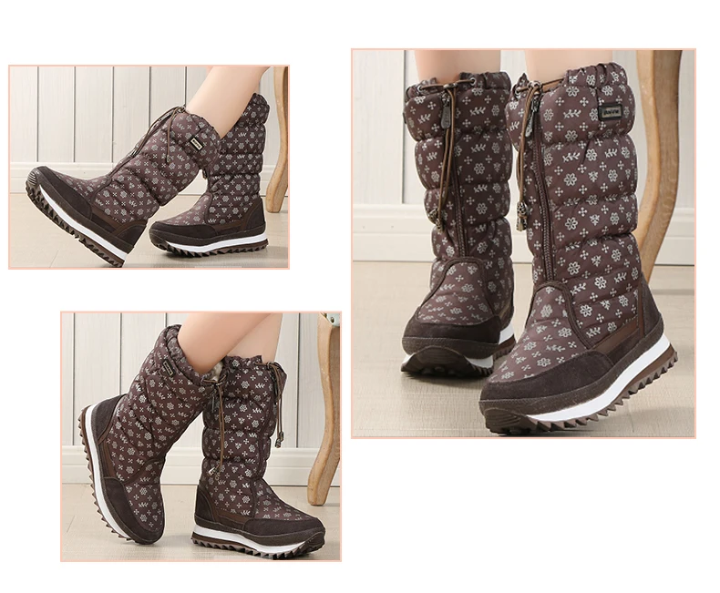BUFFIE/ зимние сапоги высокие женские зимние ботинки Плюшевые Теплые Тапки размера плюс; большие размеры 35-42, одежда для девочек; Белая обувь на молнии Лидер продаж сапоги JSH-M0768