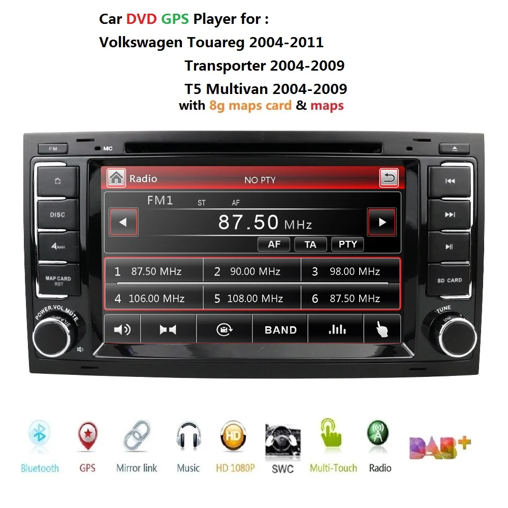 

Car Multimedia player GPS Navigation 7Inch 2 Din Autoradio For VW/Volkswagen/Touareg T5 Transporter Multivan Canbus FM Radio USB