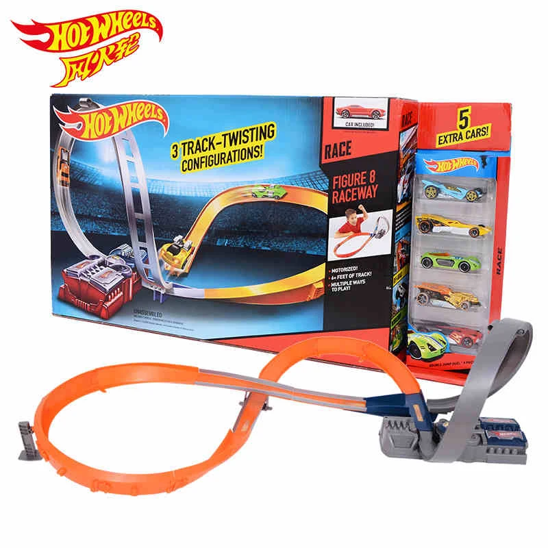 Hot Wheels Roundabout track Plastic Metal Miniatures Cars Railway brinquedo Educativo Hotwheels Toys For Children X2586 electronic hot wheels track exclusive figure 8 raceway with 6 cars motorized 3 track layouts educational truck toy for boy x2586