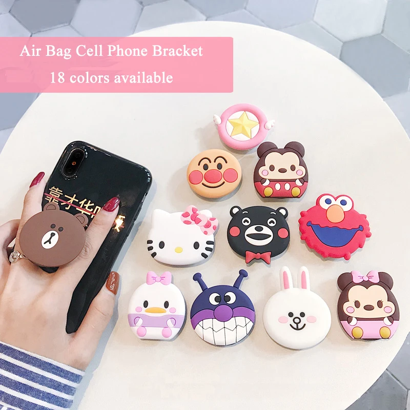 Cute Mickey Minnie Universal Airbag Phone Expanding Stand Hello Kitty Finger Holder Cartoon Mobile Bracket Cellphone Kickstand
