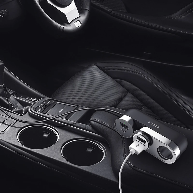 Rock 2 в 1 розетка для автомобильного прикуривателя Splitter Plug USB PD быстрое зарядное