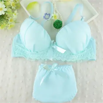 

Women Girls Sexy Push Up Bra And Panty 2Pcs Set Bowknot Lace Padded Underwear Lingerie Sets