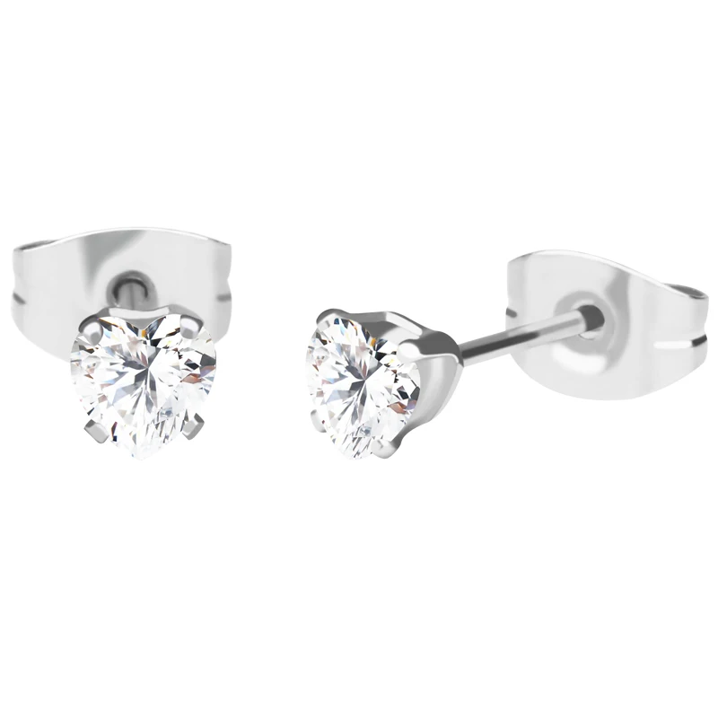 China Fashion Jewelry Stainless Steel Earring Kpop Accessories Imitation Heart Shape Cubic Zirconia Stud Earring For Men Gift  (3)