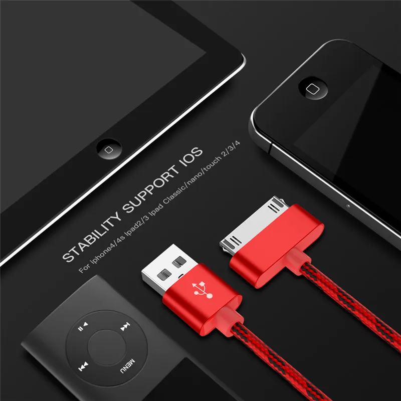 USB кабель 2.4A кабель передачи данных для быстрой зарядки для iphone 4 s 4s 3g S 3g iPad 1 2 3 iPod Nano itouch 30 Pin зарядное устройство адаптер код
