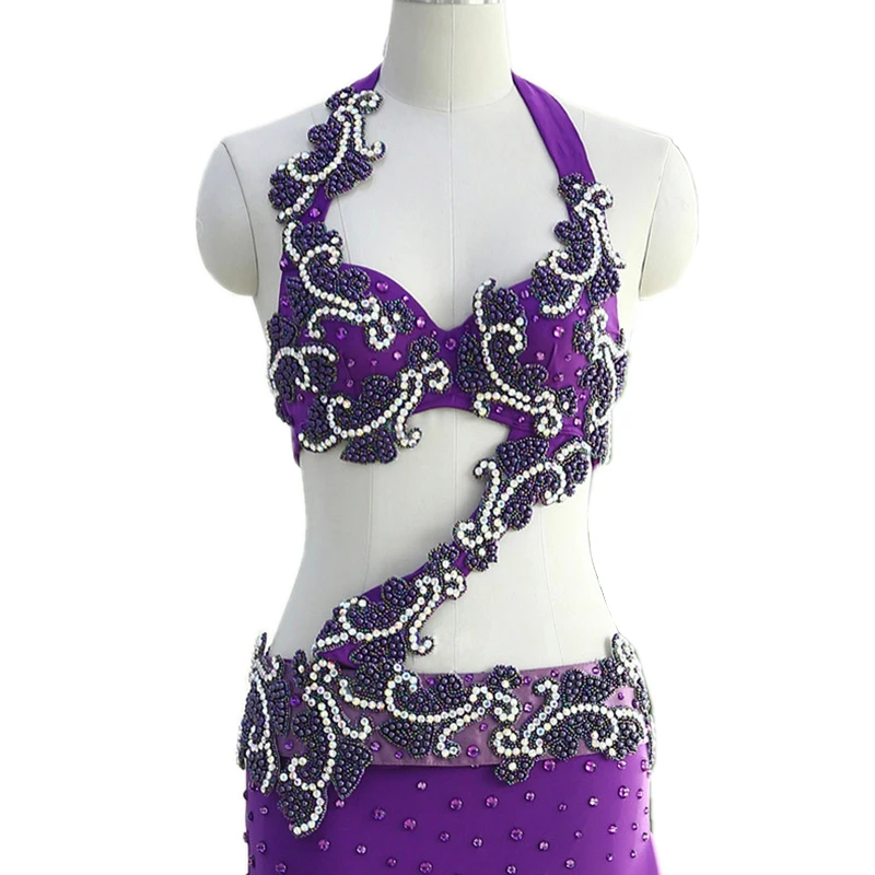 

2018 New Oriental Belly Dancing Clothing Women Dancewear Egyptian Costume 2 pieces Processional Belly Dance Bra Belt