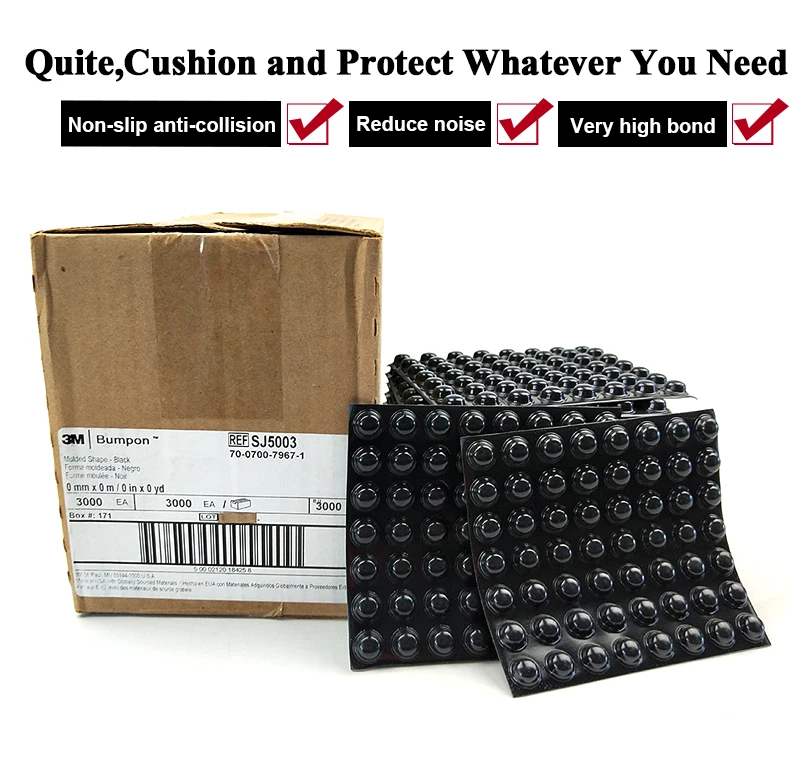 3 м резиновая прокладка SJ5003 3 м защитный резиновыми точками/черный цвет/hemiphere/W11.2mm* H5.1mm/3000 штук в картонной коробке