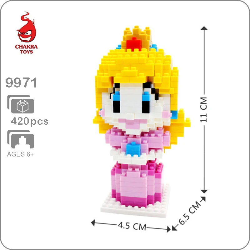 

CHAKRA 9971 Game Super Mario Peach Princess 3D Model DIY Micro Diamond Mini Building Nano Blocks Bricks Toy for Children no Box