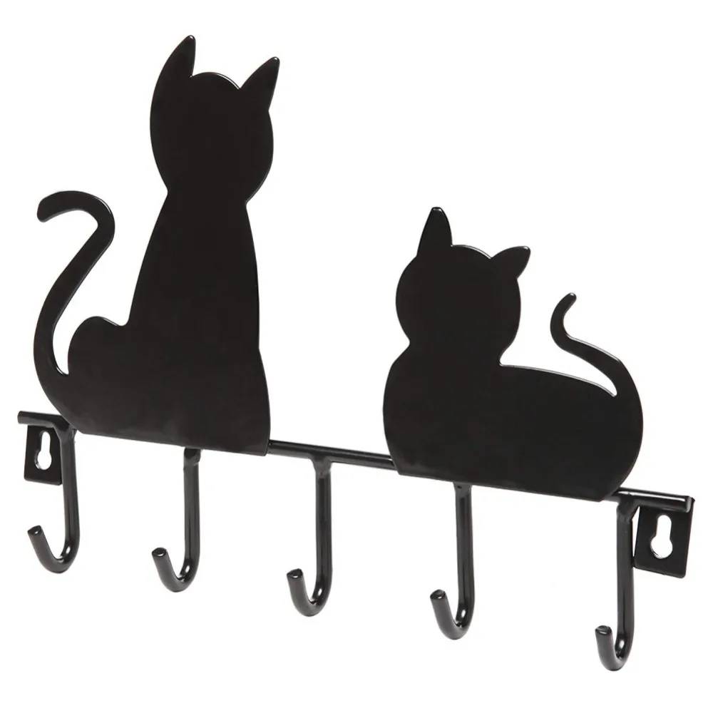 

5 Hooks Cat design Metal Iron Wall Door Wall Clothes Robe Hook Key Coat Holder Hat Hanger home decor Wall Hooks Robe Hanger
