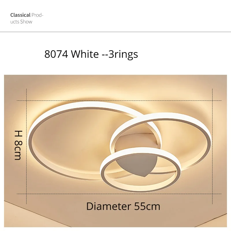 Потолочные светильники для спальни, гостиной, современный светодиодный светильник, плафон avize, современные светодиодные потолочные лампы с пультом дистанционного управления - Цвет корпуса: white 3 ring