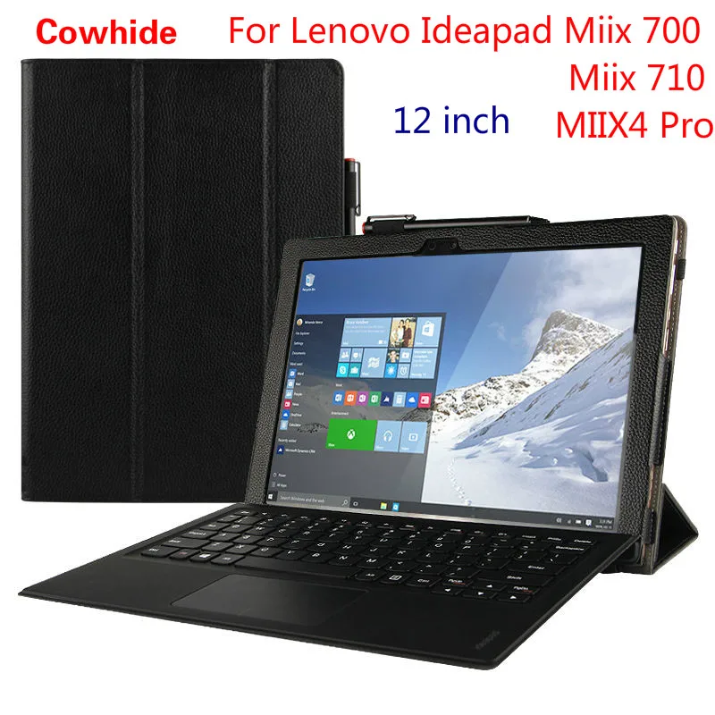 

Cowhide Case For Lenovo Ideapad Miix 700 12 inch Genuine Leather Stand case covers For MIIX4 Pro miix 710 Protector 12" Tablet