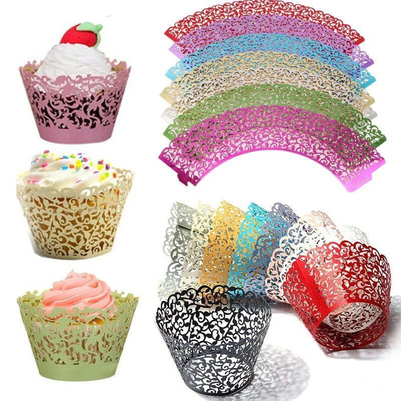 

Hollow Muffin Cupcake Paper Cups Wedding Birthday Baby Shower Filigree Vine Decor Wrapper Wraps Cupcake Cases