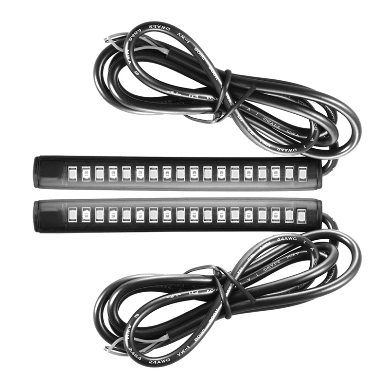 

Гибкая светодиодная ленсветильник для мотоцикла, стоп-сигнал поворота, 18 светодиодов, 1 пара, красный и янтарный цвета, для номерного знака