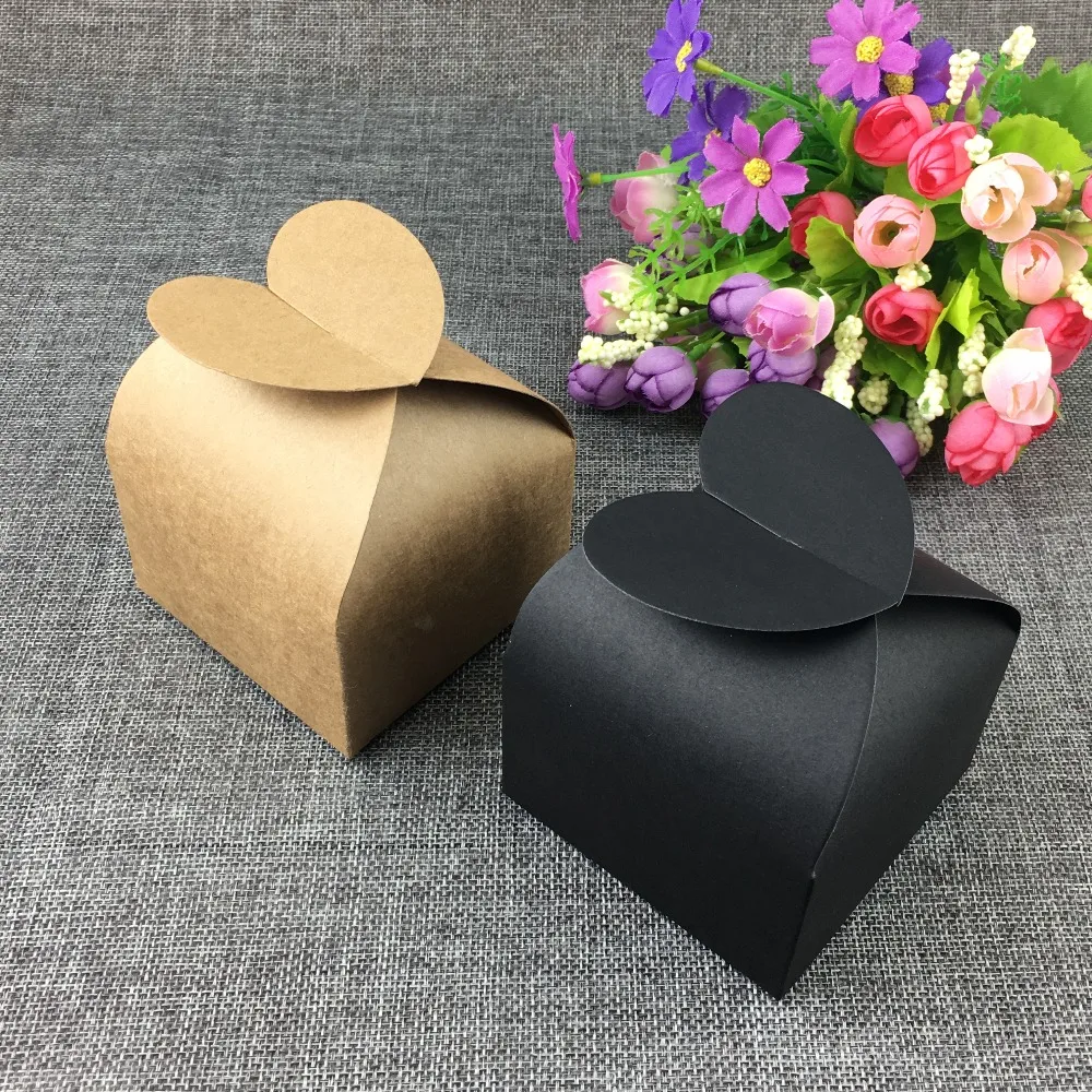 

500PCS Brown Kraft Gift Boxes Paper Heart-shaps Box Blank Candy Boxes DIY Packaging Boxes For Jewelry/Cake/Candy/Gifts/Crafts