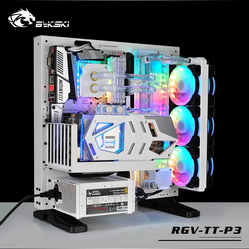 BYKSKI Acrylic Board Water Channel Solution use for ThermalTake/Tt Core P3 for CPU GPU Block / 3PIN