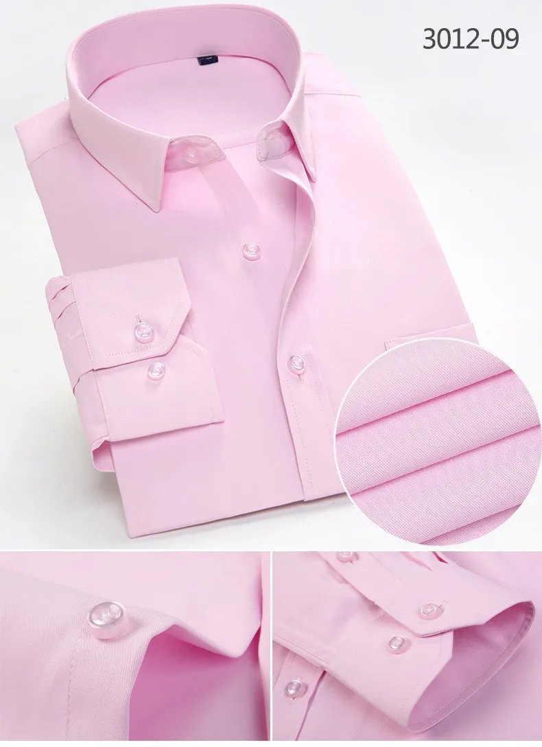 Однотонный длинный рукав Для мужчин платье рубашка Slim Fit Мужской Повседневное рубашки для бизнеса, торжественных случаев Camisa Masculina белого и синего цвета красный черный, розовый