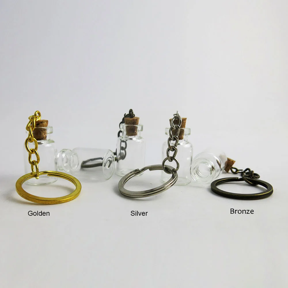 

12pcs 2ML Mini Clear Glass Bottle Key Chain Pendants Small Wishing Bottles With Cork Vial For Bracelet Gift