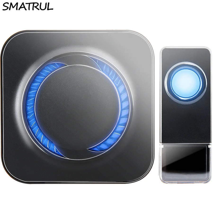 

SMATRUL Waterproof Wireless Doorbell EU Plug 300M long range home Door Bell ring call 1 transmitter 1 receiver LED light Old man