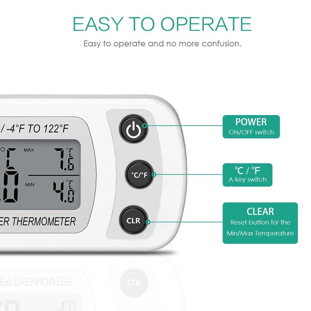 Беспроводной электронные с ЖК-дисплеем цифровые термометр закрытый холодильник, морозильник Температура метр с вешалкой-крючком Termometro