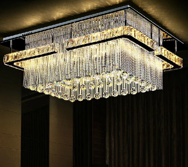 New Item Rectangular Led Crysal Chandelier Ceiling Mounted