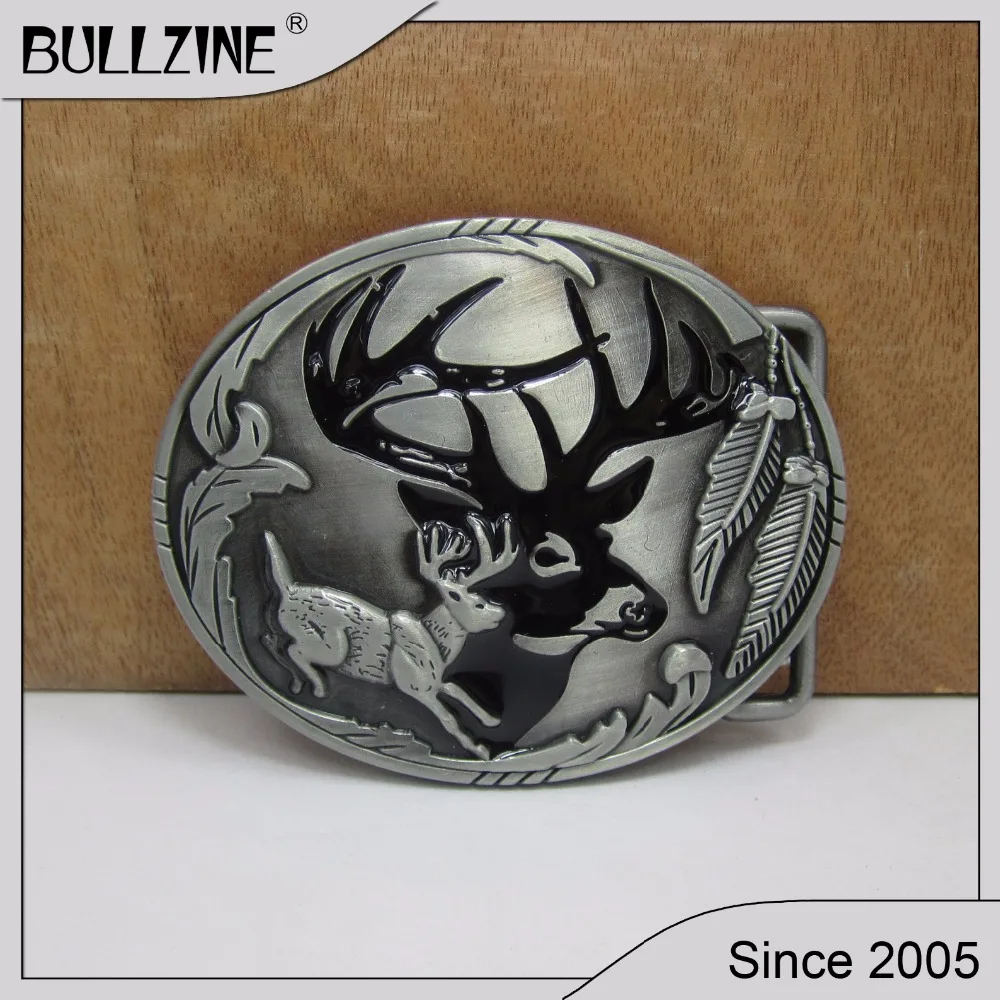 

The Bullzine Deer belt buckle with pewter finish FP-02172 suitable for 4cm width snap on belt