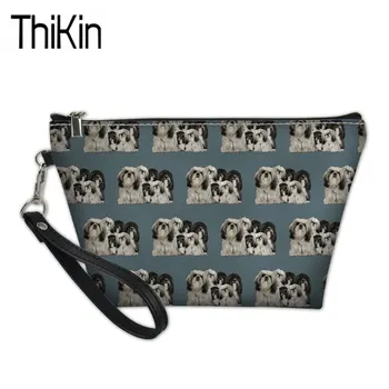 

THIKIN Make Up Bags for Women Cute Shiih Tzu Printing Cosmetic Cases Ladies Function Makeup Pouch Females Wash Kit Bags Storage