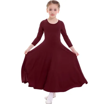 

Liturgical Pray Child Kid Dance Dress for Girls Pleated Plain Long Sleeve Maxi Long Dresses Fashion Latin Dance Wear Girls Dress