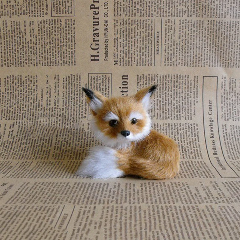 

Simulation brown fox toy furs squatting fox model home decoration Animals World with Static Action Figures Toys Gift for Kids