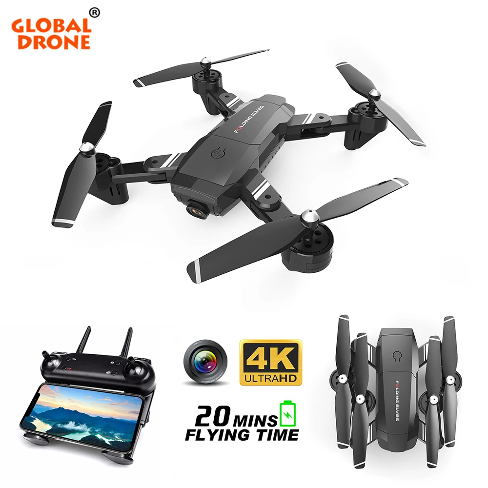 Дрон Global Drone 4K с камерой FPV Квадрокоптер Follow me RC вертолет оптическим потоком Дроны