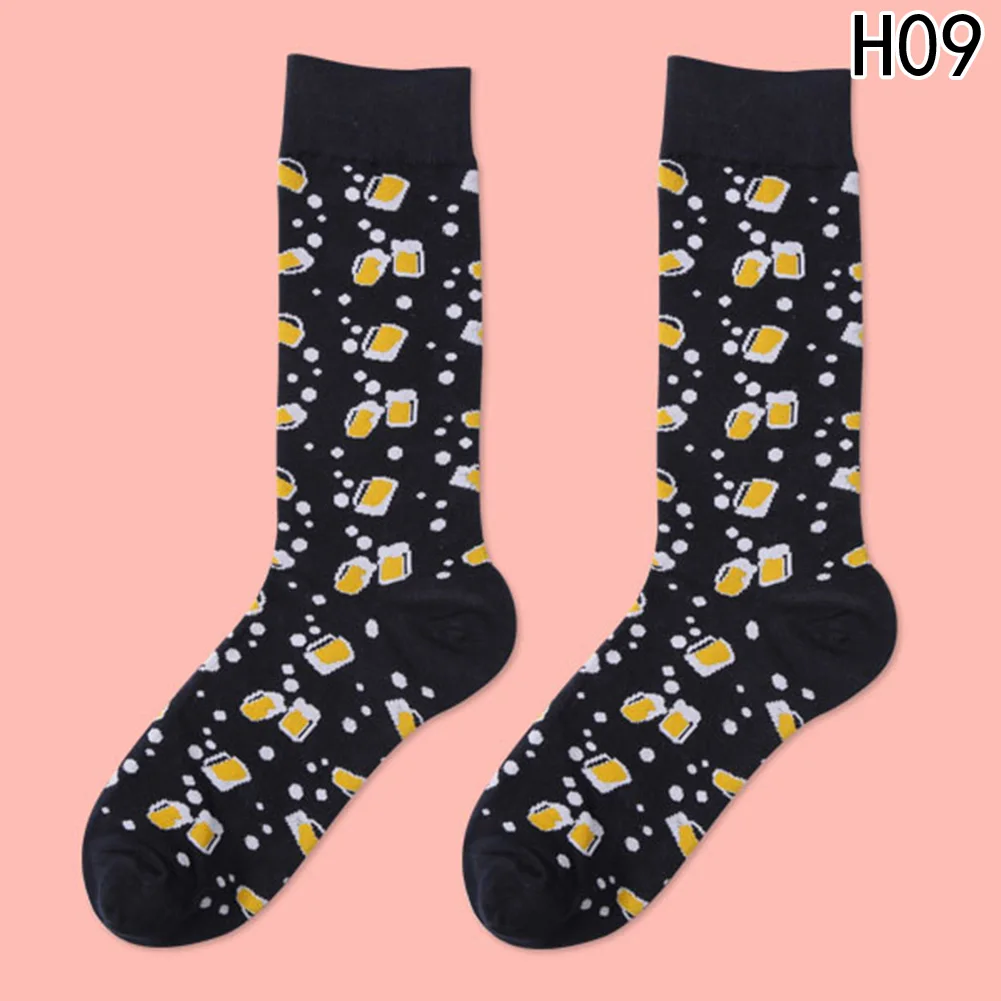 Мужские музыкальные носки с принтом пива, хлопковые длинные забавные носки в стиле хип-хоп Harajuku, дизайнерские высококачественные носки