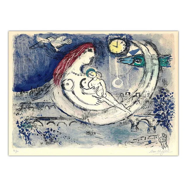 Модульная Картина на холсте принты домашний декор настенное искусство русский Марк Шагал картины скандинавский акварельный плакат для спальни - Цвет: Nordic LXR2571-03