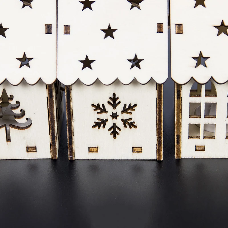 Креативный светодиодный свет деревянный кулон в виде домика рождественские украшения для дома световой кабины подарок настенное украшение для рождественской елки украшения
