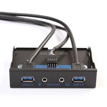 

3.5" 20Pin to 2 Port USB 3.0 HUB Mic HD-Audio 3.5mm Floppy Drive Bay Front Panel FOR computer