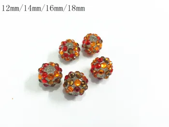 

(Choose Size First) 12mm/14mm/16mm/18mm Orange/Red /Brown Mixed Resin Rhinestone Beads