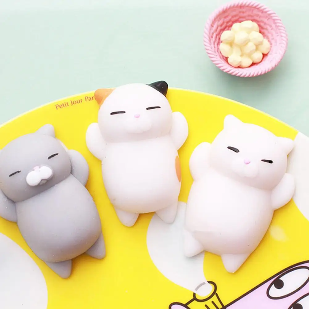 10pcs/pack HOT Lazy Sleep Cat Phone Straps Accessories Mini Mochi Cute Animals Squishy Toys Soft Squeeze Kid Toy Fun Joke Gift