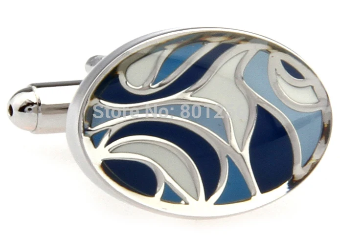 Free shipping Men's Cufflinks blue color round enamel design copper material men cufflinks whoelsale&ampretail | Украшения и