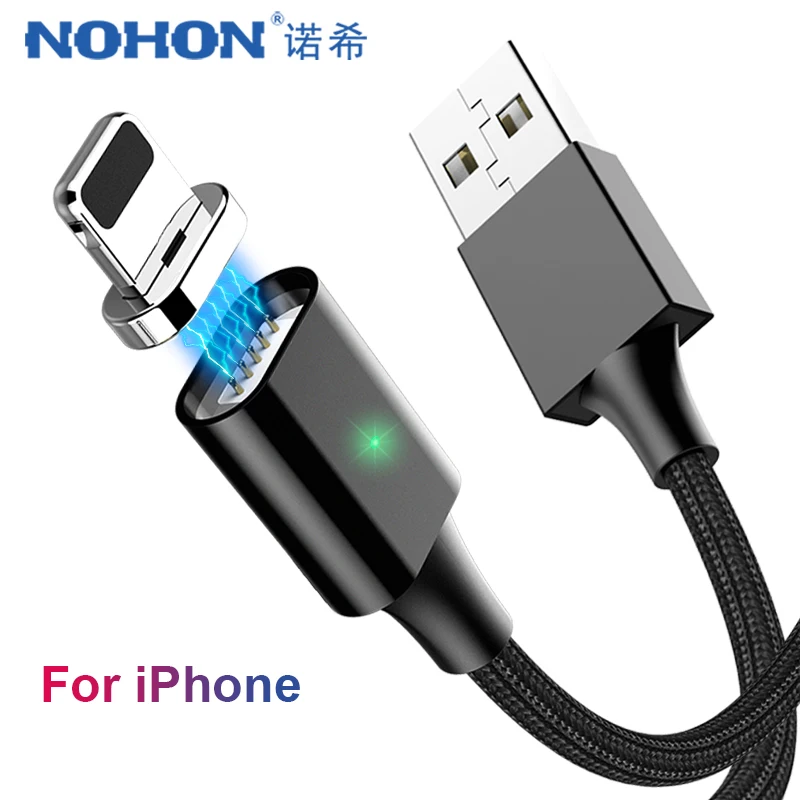 

NOHON USB Magnetic Charger Cable For iPhone 10 X XS MAX XR Data Sync Magnet Fast Charging For iphone 8 7 6S 5 5S Plus SE 1M 2M
