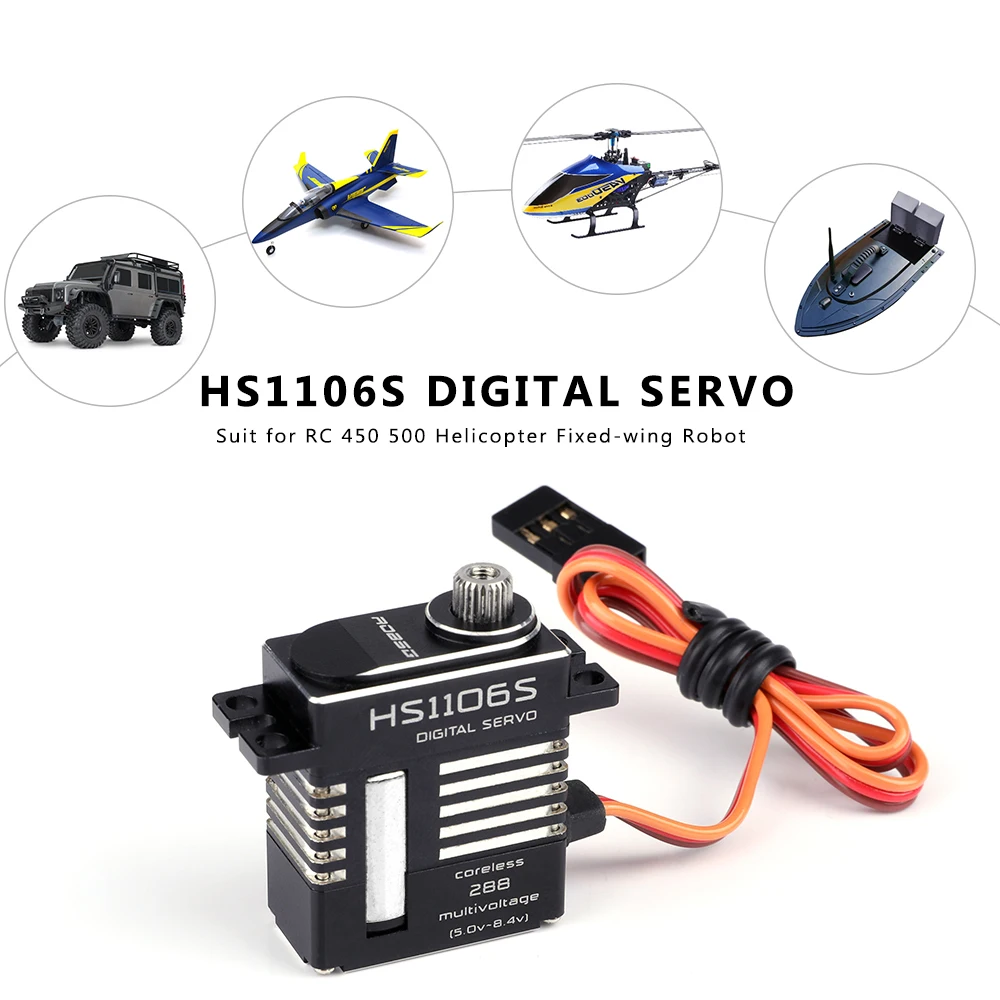 

High quality HS1106S Metal Gear Digital Servo High Torque 10.5kg for RC 450 500 Helicopter Fixed-wing Robot