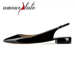 Amourplato/Для женщин острый носок туфли-лодочки без шнуровки на низком каблуке осень мул Обувь с закрытым носом 2 см Slingback широкий дамская обувь