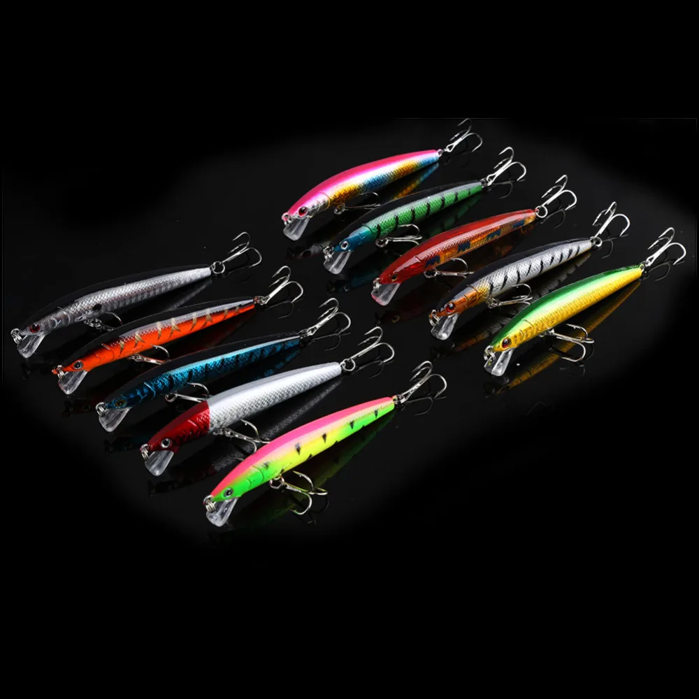 10pcs 9.5cm Fishing Lures Crankbaits Minnow Bass Bait Bass Sharp Hooks Fishing Bait Carp Fishing Accessories