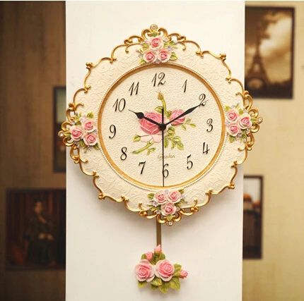 

A010 2017 new design rose quartz wall clock swing mute flower design moeden clocks times strong package