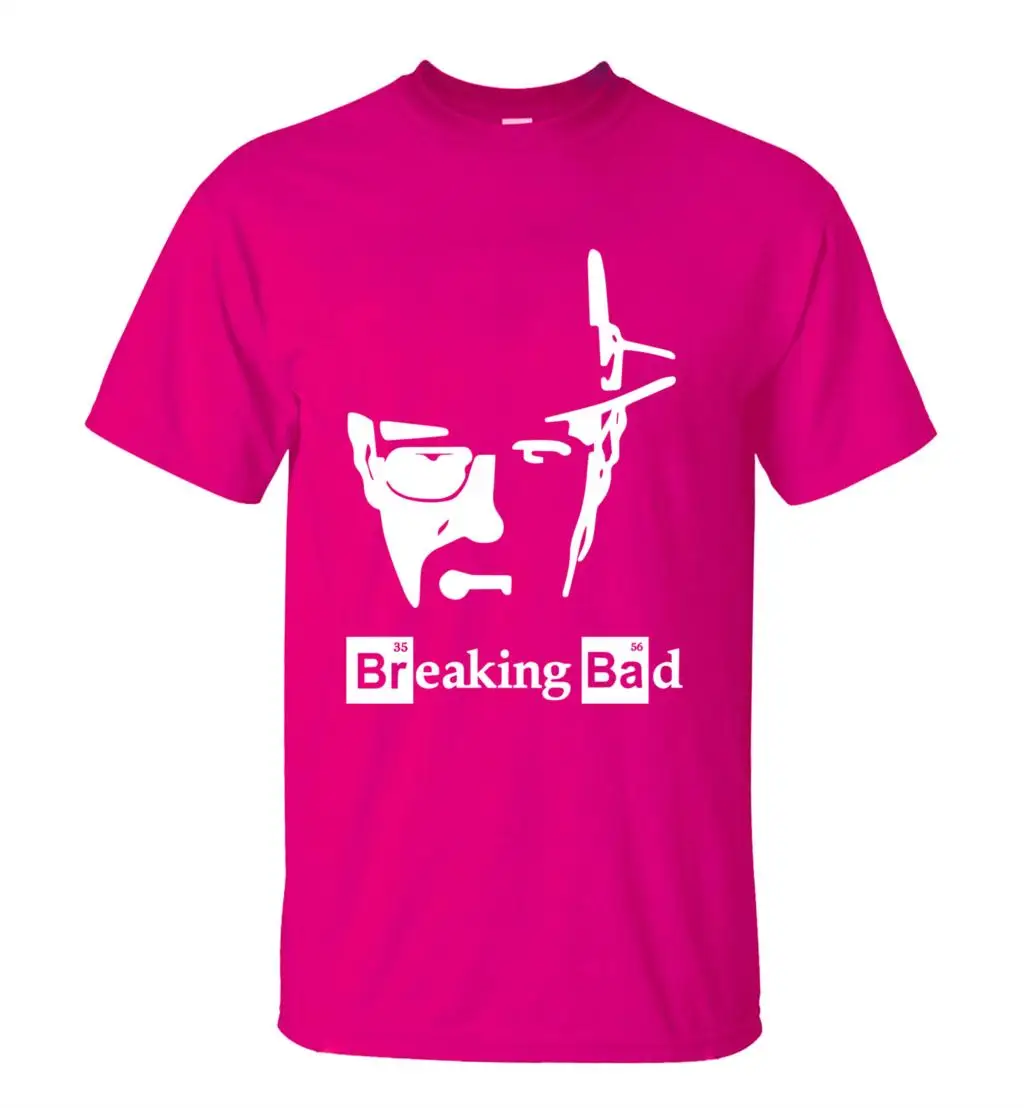Новинка, летние мужские футболки с надписью «Breaking Bad Heisenberg», модная повседневная Уличная футболка с коротким рукавом и круглым вырезом, Camiseta Masculino - Цвет: rose red