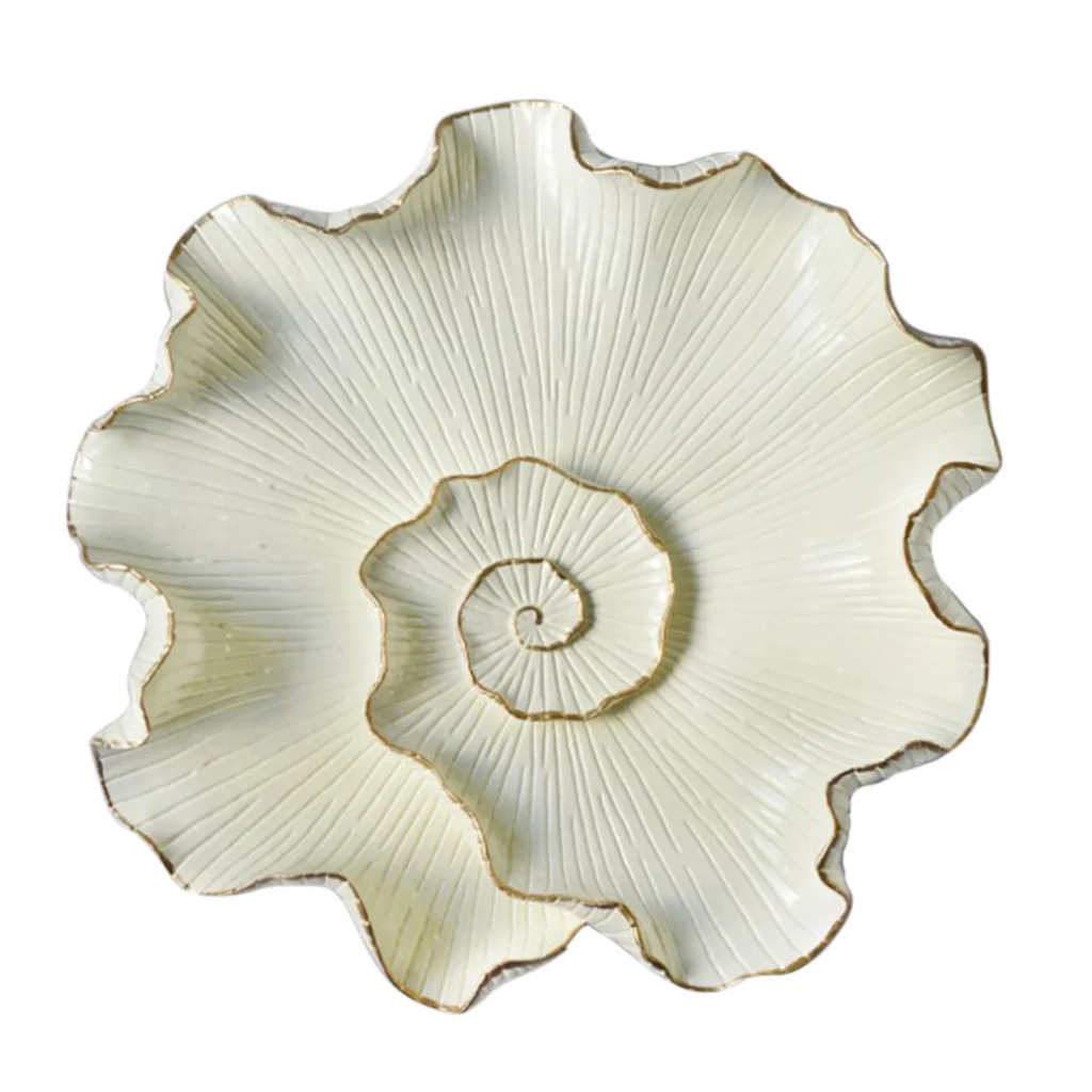 Resin Lotus Leaf Wall Decor Ornament for Home Background Wall Decor Beige_L