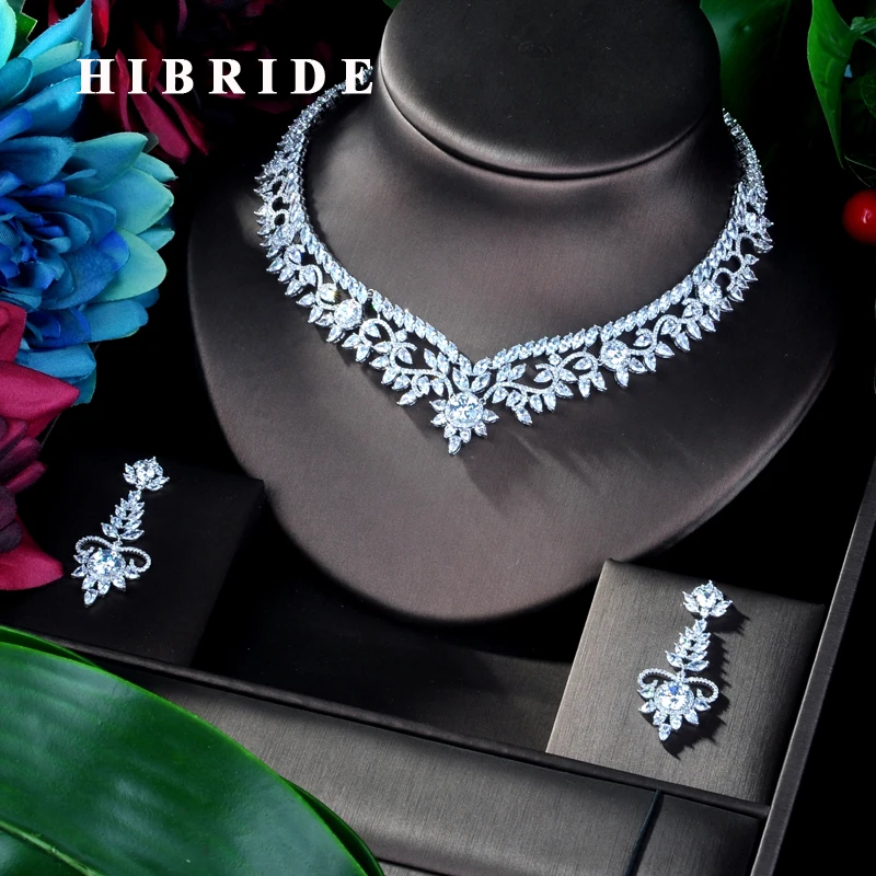 HIBRIDE Elegant Flower Design AAA Cubic Zircon Women Bridal Jewelry Sets For Party Accessories Jewelry Gifts N-941