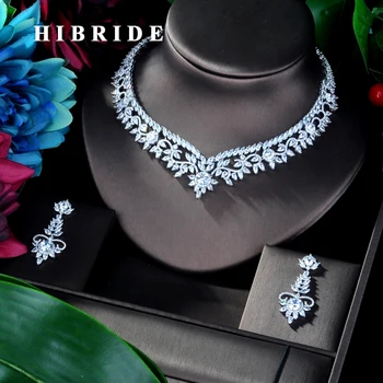 HIBRIDE Elegant Flower Design AAA Cubic Zircon Women Bridal Jewelry Sets For Party Accessories Jewelry Gifts N-941
