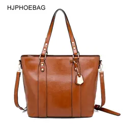 HJPHOEBAGBrand модная женская сумка масло воск кожа сумка большая емкость из искусственной кожи женская сумка mochila YC146