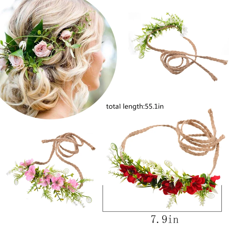 

M MISM High Quality Bohemia Flower Headband Fashion Floral Hair Band Wedding Elegant Headwear Bridal Garland Hair Accessories